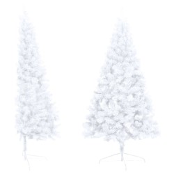 vidaXL Albero di Natale Artificiale a Metà Supporto Bianco 120 cm PVC