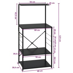 vidaXL Armadio per Microonde Nero 60x39,6x123 cm in Truciolato