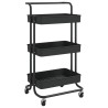 vidaXL Carrello da Cucina 3 Ripiani Nero 42x35x85 cm Ferro e ABS