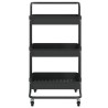 vidaXL Carrello da Cucina 3 Ripiani Nero 42x35x85 cm Ferro e ABS