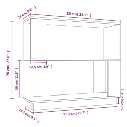 vidaXL Libreria/Divisorio 80x25x70 cm in Legno Massello di Pino