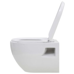 vidaXL WC Sospeso con Sciacquone Alto Nascosto in Ceramica