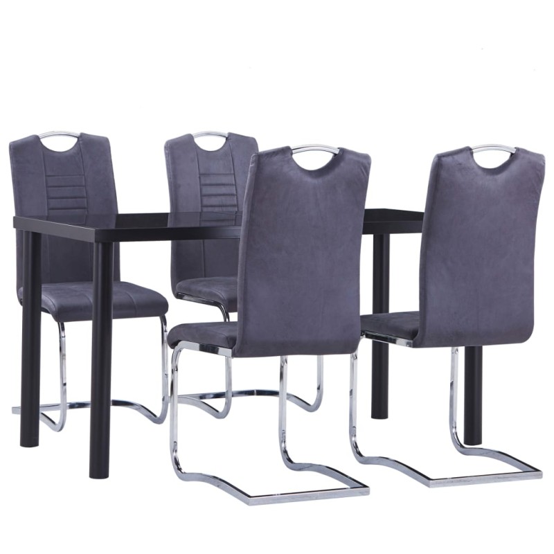 vidaXL Set Sala da Pranzo 5 pz in Similpelle Scamosciata Grigio