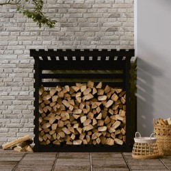 vidaXL Portalegna Nero 108x73x108 cm in Legno Massello di Pino