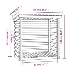 vidaXL Portalegna Nero 108x73x108 cm in Legno Massello di Pino