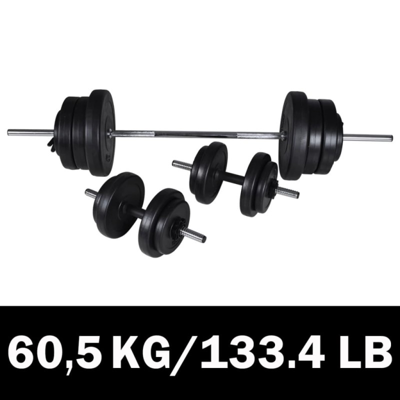 vidaXL Set Bilanciere e 2 Manubri 60,5 kg