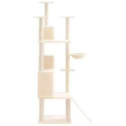 vidaXL Albero per Gatti con Tiragraffi in Sisal Crema 175 cm