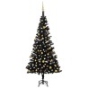 vidaXL Set Albero Natale Artificiale con LED Palline Nero 150 cm PVC