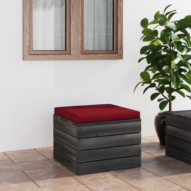 vidaXL Pouf da Giardino su Pallet con Cuscino in Legno di Pino