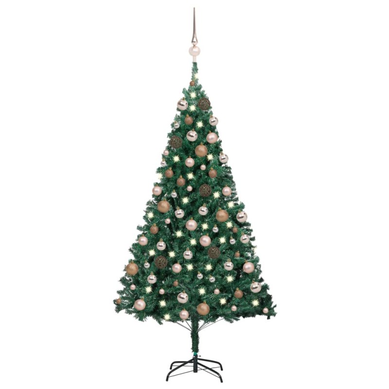 vidaXL Set Albero Natale Artificiale con LED e Palline Verde 150cm PVC 