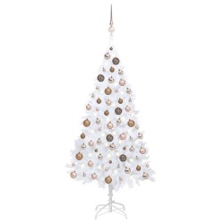 vidaXL Albero Natale Artificiale con LED e Palline Bianco 150 cm PVC 