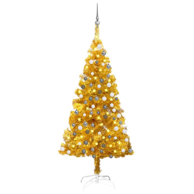 vidaXL Set Albero Natale Artificiale con LED e Palline Oro 120cm PET