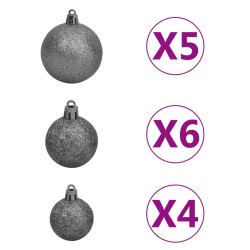 vidaXL Set Albero Natale Artificiale con LED e Palline Oro 180 cm PET 