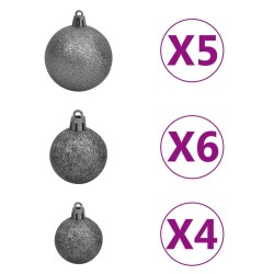 vidaXL Set Albero Natale Artificiale con LED e Palline Verde 180cm PVC 