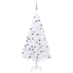 vidaXL Set Albero Natale Artificiale con LED Palline Bianco 120 cm PVC 