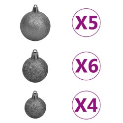 vidaXL Set Albero Natale Artificiale con LED Palline Bianco 120 cm PVC 