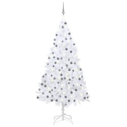 vidaXL Albero Natale Artificiale con LED e Palline Bianco 210 cm PVC