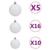 vidaXL Albero Natale Artificiale con LED e Palline Bianco 210 cm PVC