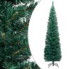 vidaXL Albero di Natale Sottile con Luci LED Supporto Verde 240 cm PVC