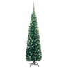 vidaXL Set Albero Natale Artificiale Sottile LED e Palline Verde 240cm