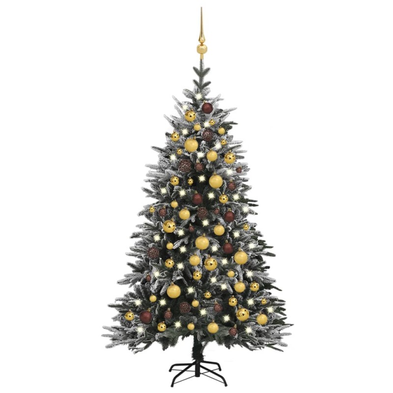 vidaXL Albero Natale Artificiale con LED Palline e Neve 120cm PVC e PE