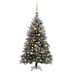 vidaXL Albero Natale Artificiale con LED Palline e Neve 150cm PVC e PE