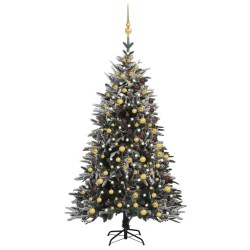 vidaXL Albero Natale Artificiale con LED Palline e Neve 240cm PVC e PE