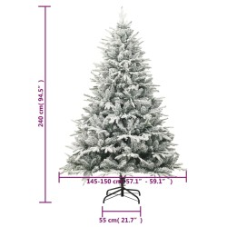 vidaXL Albero Natale Artificiale con LED Palline e Neve 240cm PVC e PE