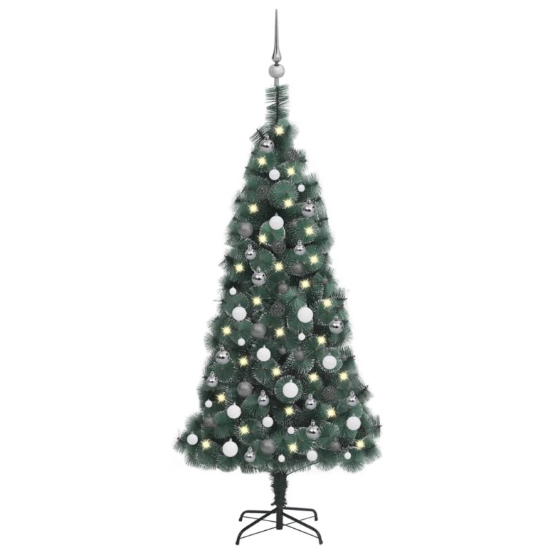 vidaXL Albero Natale Artificiale con LED Palline Verde 150 cm PVC e PE