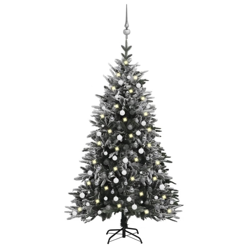 vidaXL Albero Natale Artificiale con LED Palline e Neve 240cm PVC e PE