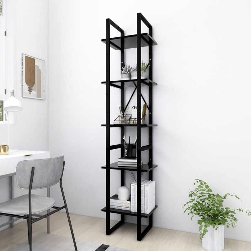 vidaXL Libreria a 5 Ripiani Nera 40x30x175 cm in Legno ingegnerizzato