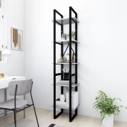 vidaXL Libreria a 5 Ripiani Grigio Cemento 40x30x175 cm in Multistrato