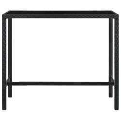 vidaXL Tavolo da Bar per Esterni Nero 130x60x110 cm Polyrattan e Vetro