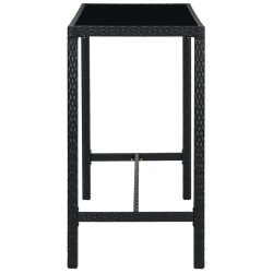 vidaXL Tavolo da Bar per Esterni Nero 130x60x110 cm Polyrattan e Vetro