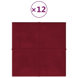 Pannelli Murali 12 pz Rosso Vino 60x15 cm Velluto 1,08 m²