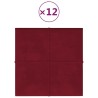 Pannelli Murali 12 pz Rosso Vino 60x15 cm Velluto 1,08 m²