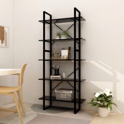 vidaXL Libreria a 5 Ripiani Nera 80x30x175 cm in Legno ingegnerizzato