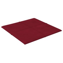 Pannelli Murali 12 pz Rosso Vino 60x15 cm Velluto 1,08 m²