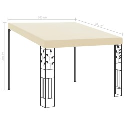 vidaXL Gazebo a Parete 3x3x2,5 m Crema