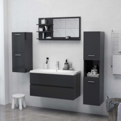 vidaXL Specchio da Bagno Grigio 90x10,5x45 cm in Truciolato