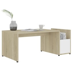 Tavolino da Caffè Bianco e Rovere Sonoma 90x45x35 cm Truciolato