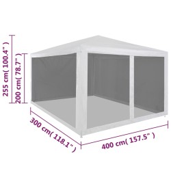 vidaXL Tenda per Feste con 4 Pareti in Rete 4x3 m