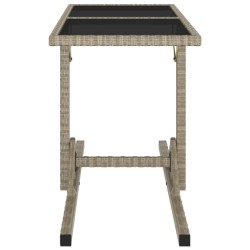 vidaXL Tavolo da Giardino Beige 110x53x72 cm in Vetro e Polyrattan