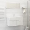 vidaXL Set Mobili da Bagno 2 pz Bianco Lucido in Truciolato