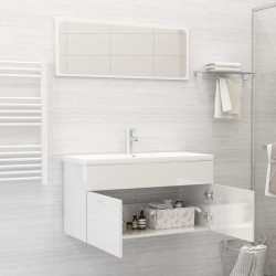 vidaXL Set Mobili da Bagno 2 pz Bianco Lucido in Truciolato