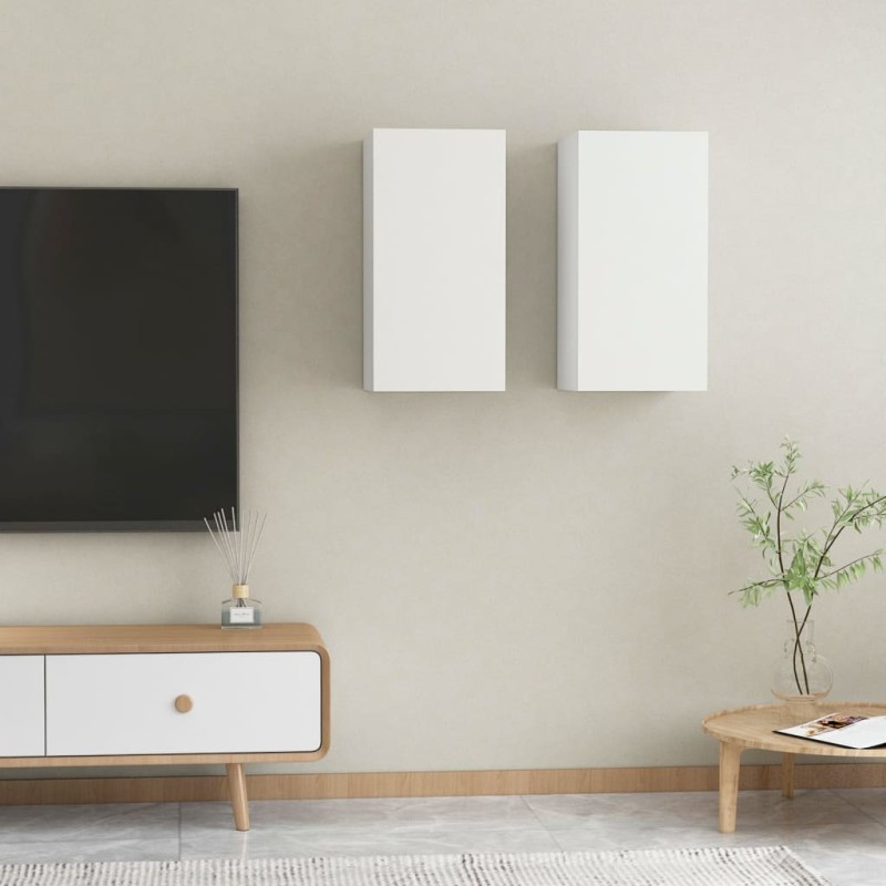 vidaXL Mobili TV Bianchi 2 pz 30,5x30x60 cm in Legno ingegnerizzato