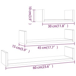 Mensole Espositive a Parete 3pz Grigio Sonoma Legno ingegnerizzato