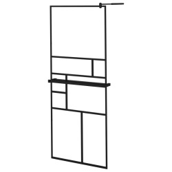 Parete Doccia Walk in Mensola Nera 80x195cm Vetro ESG Alluminio