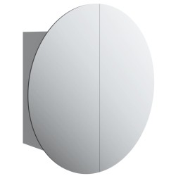 Armadio da Bagno con Specchio Rotondo e LED Grigio 40x40x17,5cm