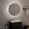 Armadio da Bagno con Specchio Rotondo e LED Grigio 40x40x17,5cm